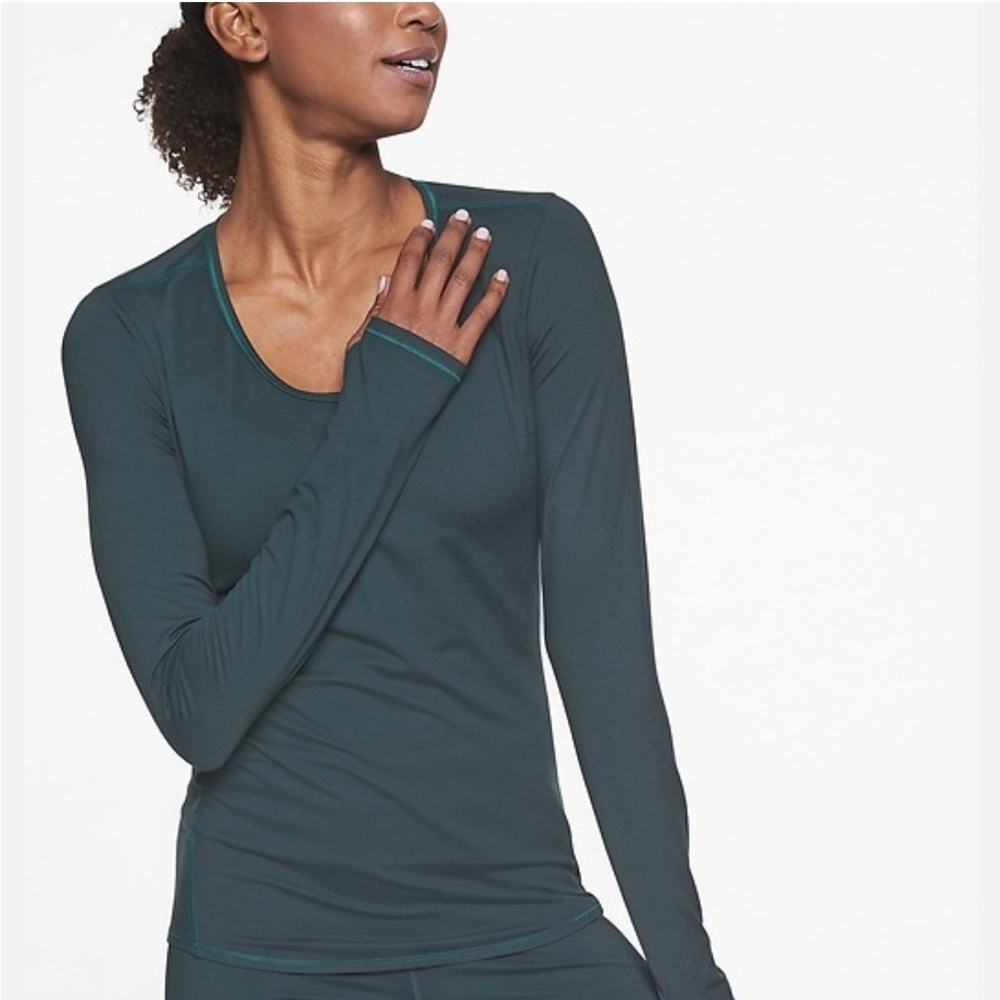 Athleta Chi Charcoal Gray Activewear Long Sleeve Top Medium